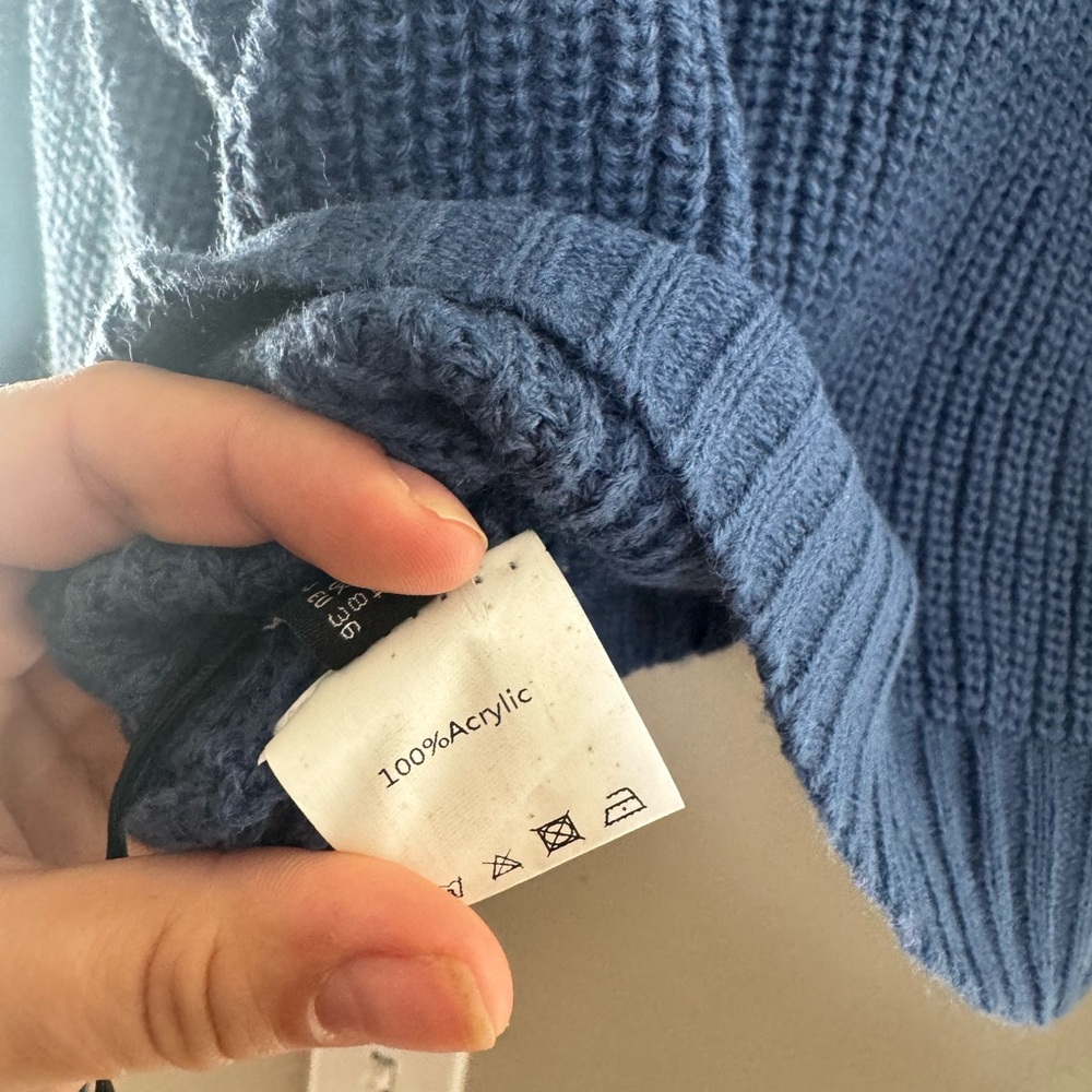 Zaful Blue Cropped Turtleneck Sweater Chunky Knit Cozy Clean Girl - Picture 3 of 5